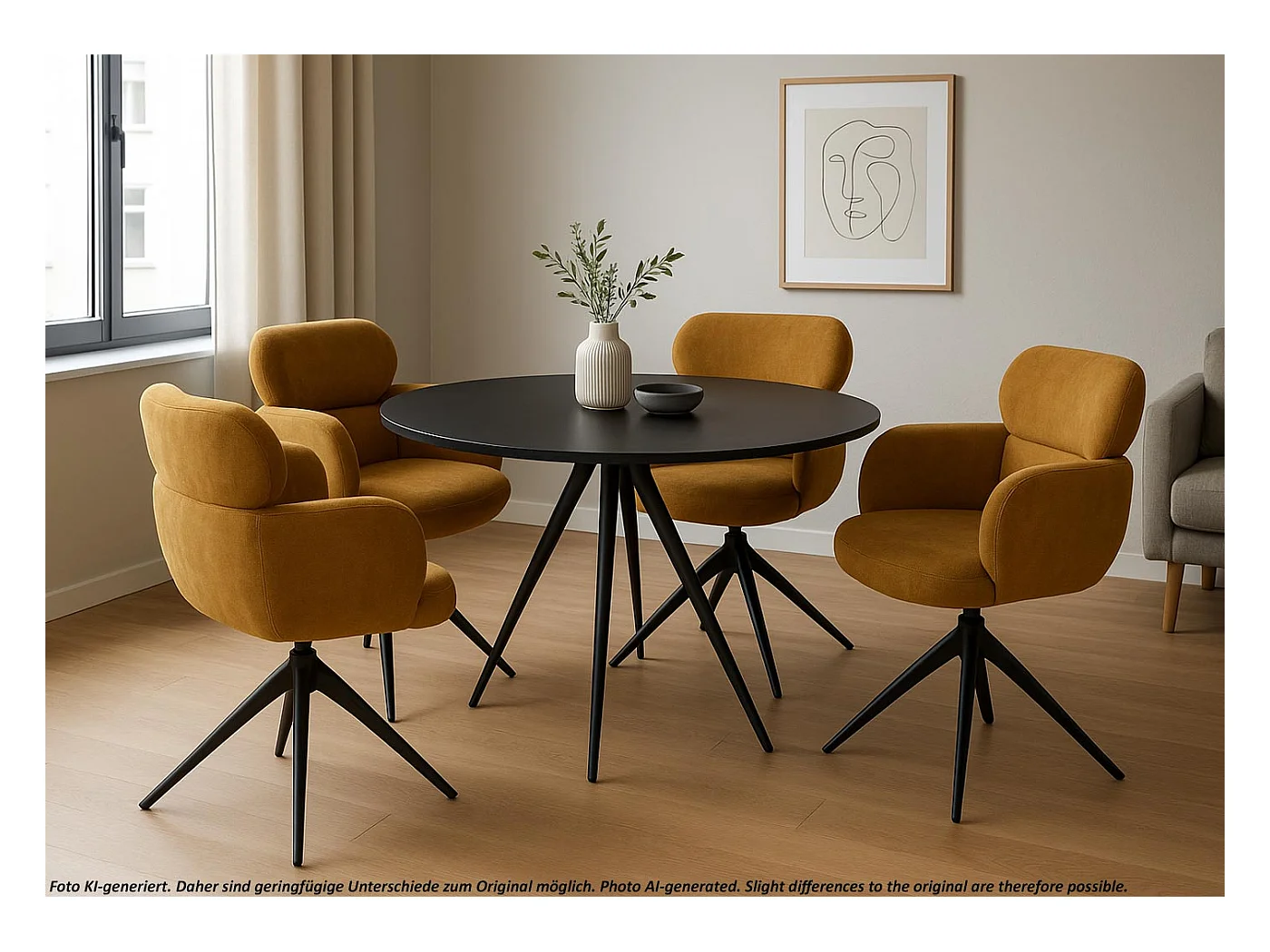 Chaise de salle à manger MCW-O77,  jaune moutarde