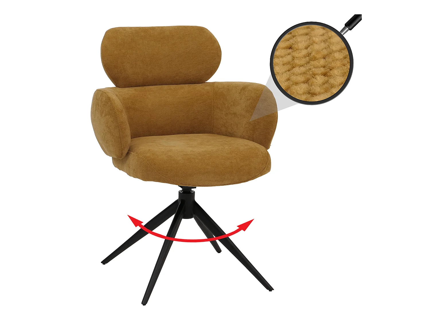 Chaise de salle à manger MCW-O77,  jaune moutarde