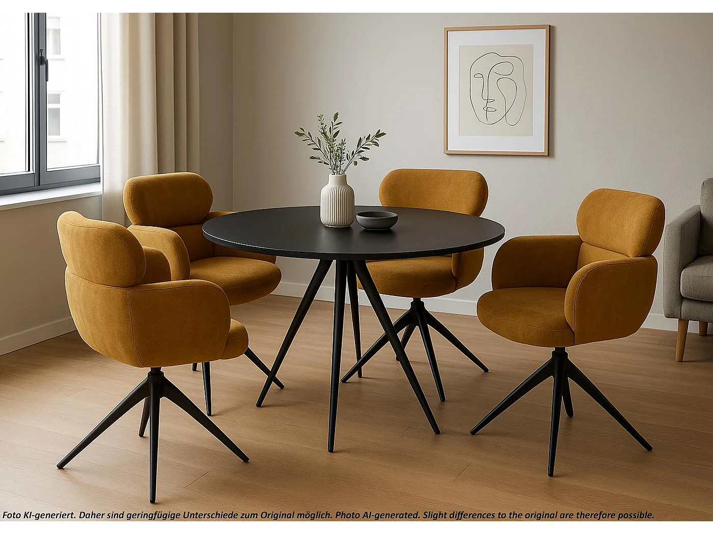 Chaise de salle à manger MCW-O77,  jaune moutarde