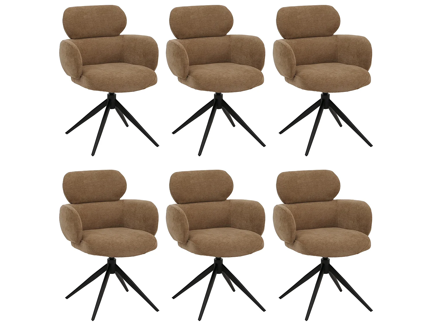 Chaise de salle à manger MCW-O77 (lot de 6),  marron clair