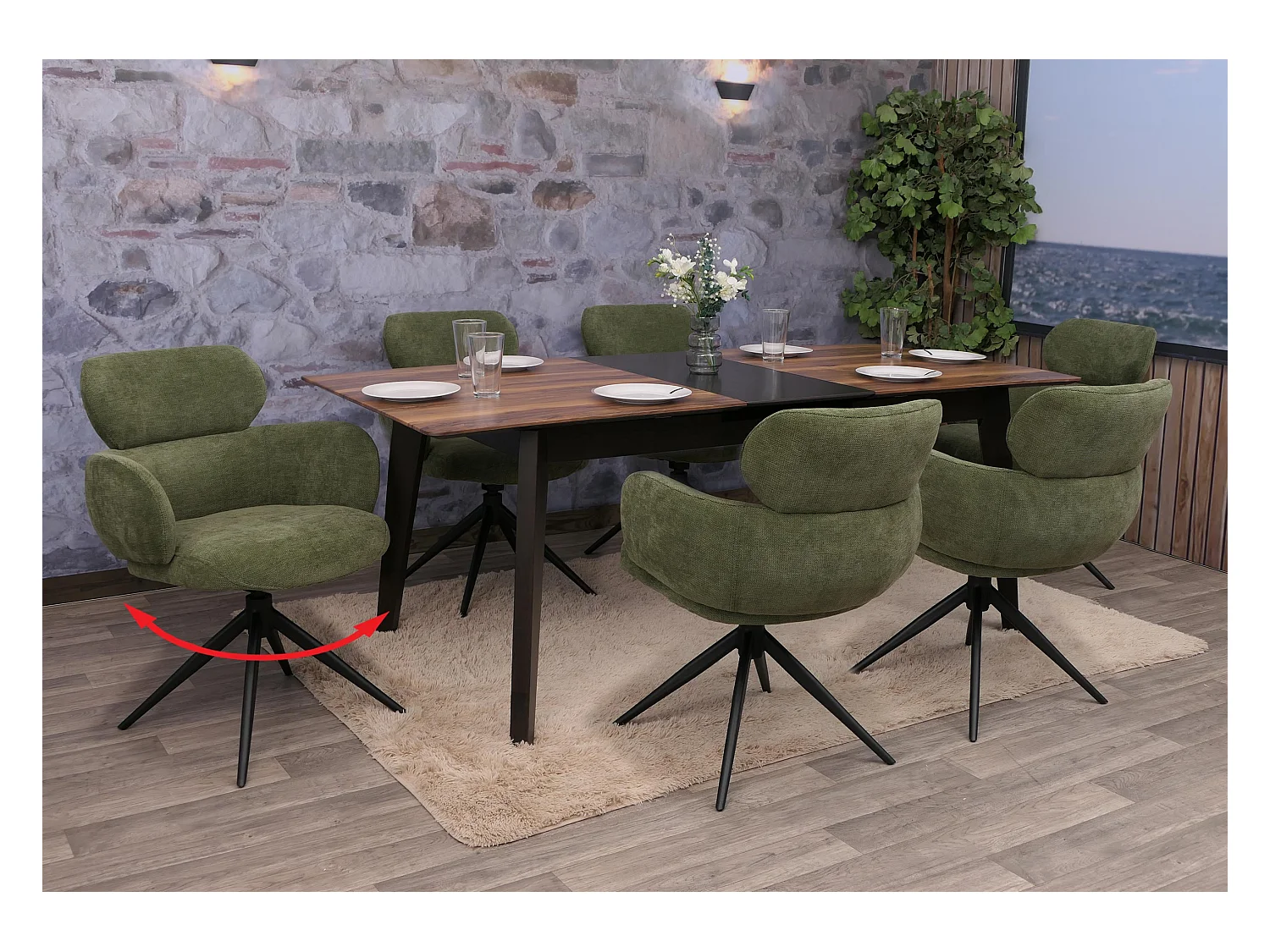 Chaise de salle à manger MCW-O77 (lot de 6),  vert olive