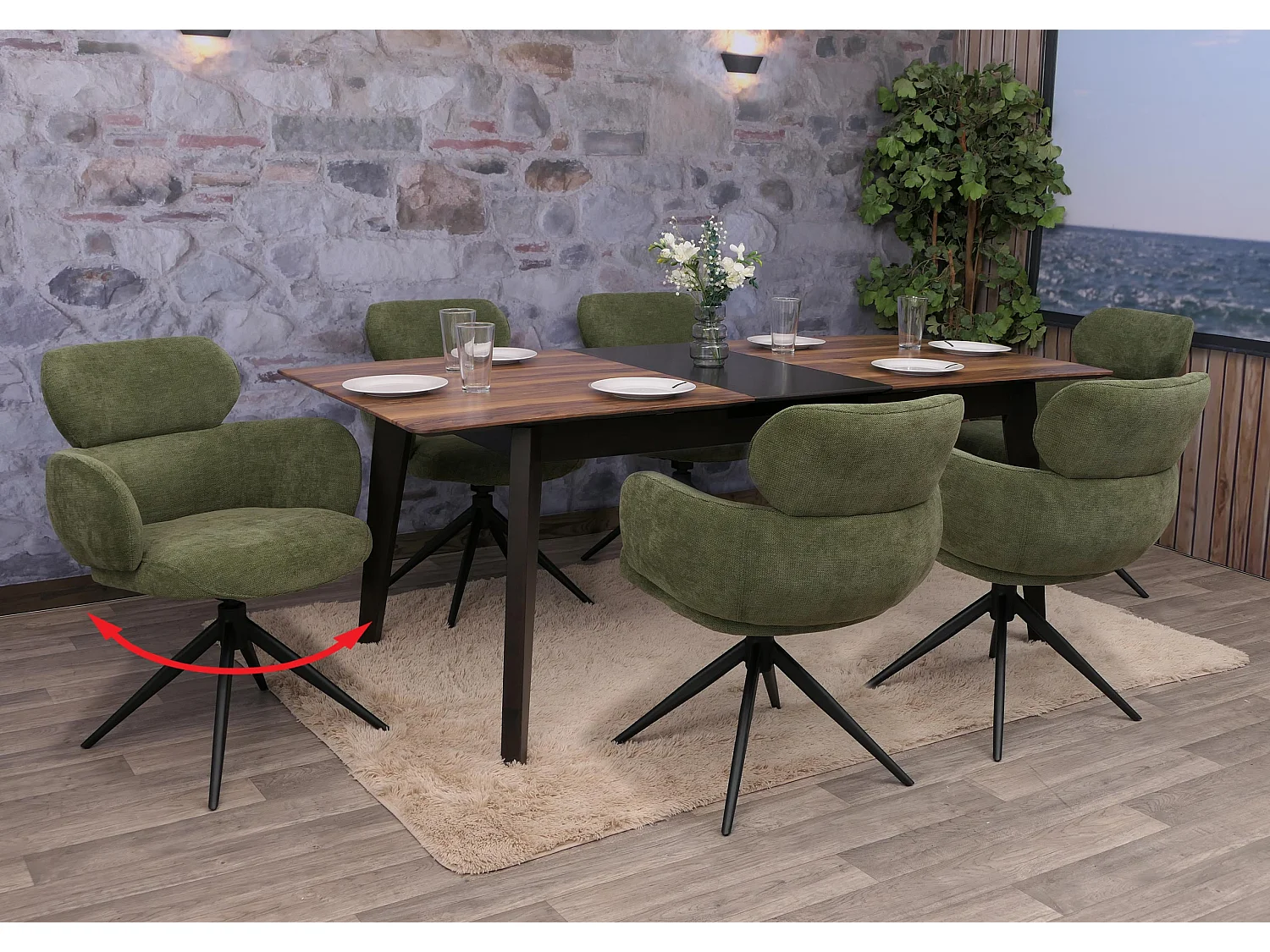 Chaise de salle à manger MCW-O77 (lot de 6),  vert olive