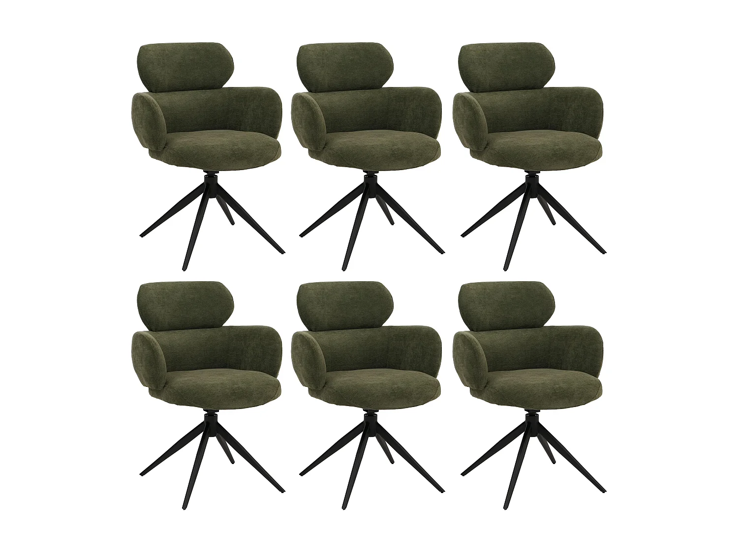 Chaise de salle à manger MCW-O77 (lot de 6),  vert olive