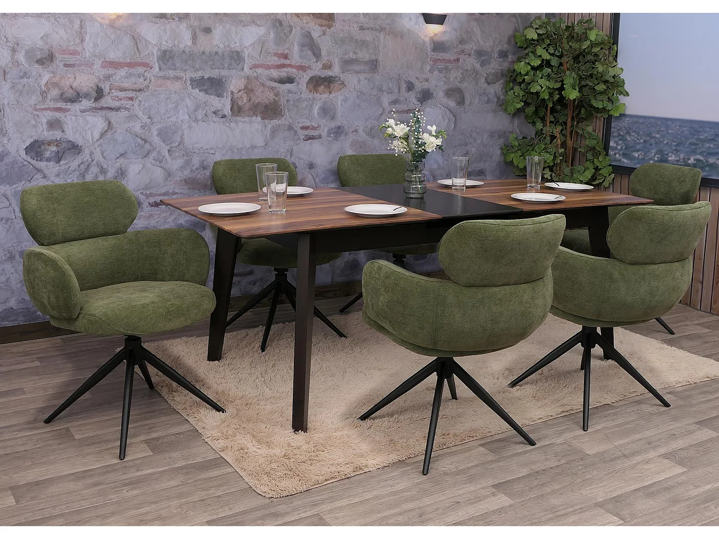 Chaise de salle à manger MCW-O77 (lot de 6),  vert olive