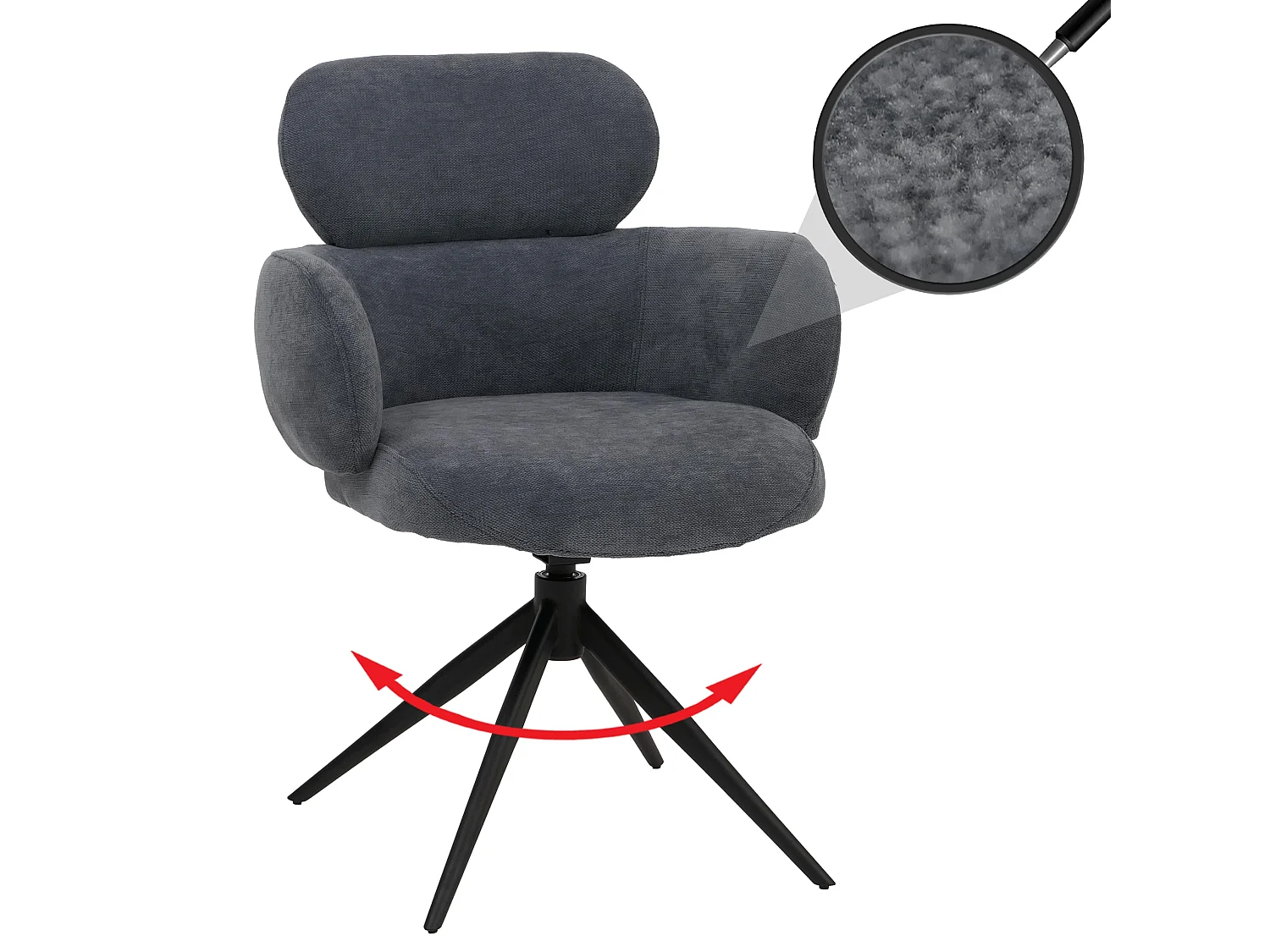 Esszimmerstuhl MCW-O77, Grau-blau