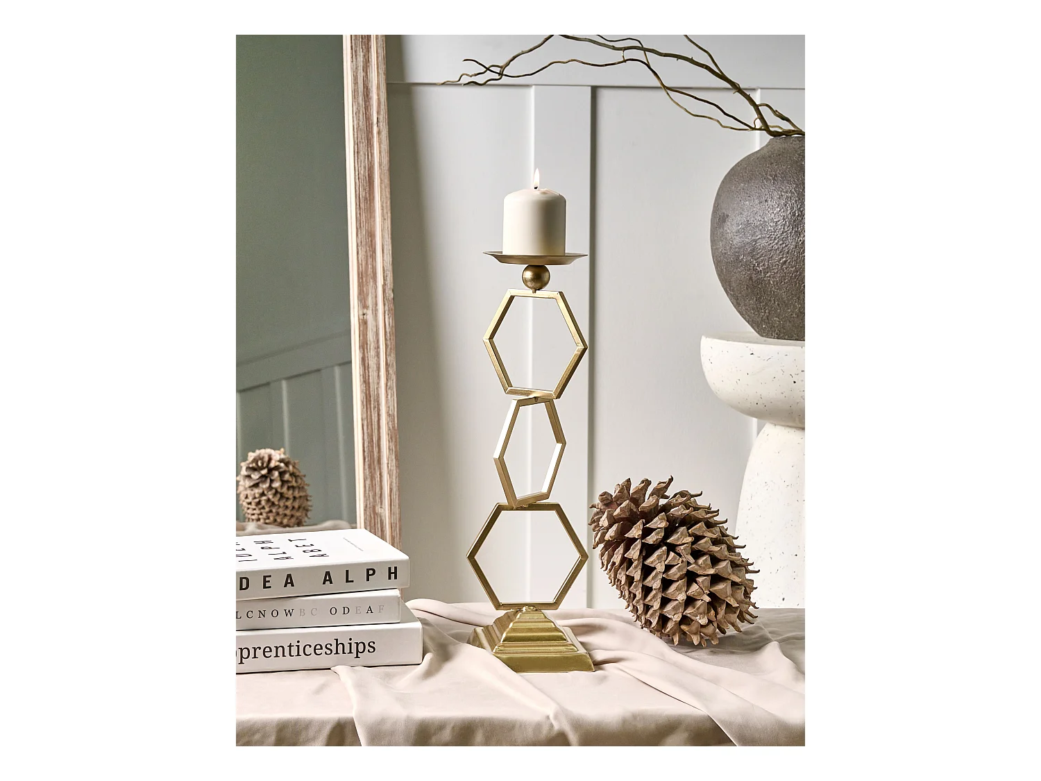 Bougeoir ARDEE Métal 44 cm Doré