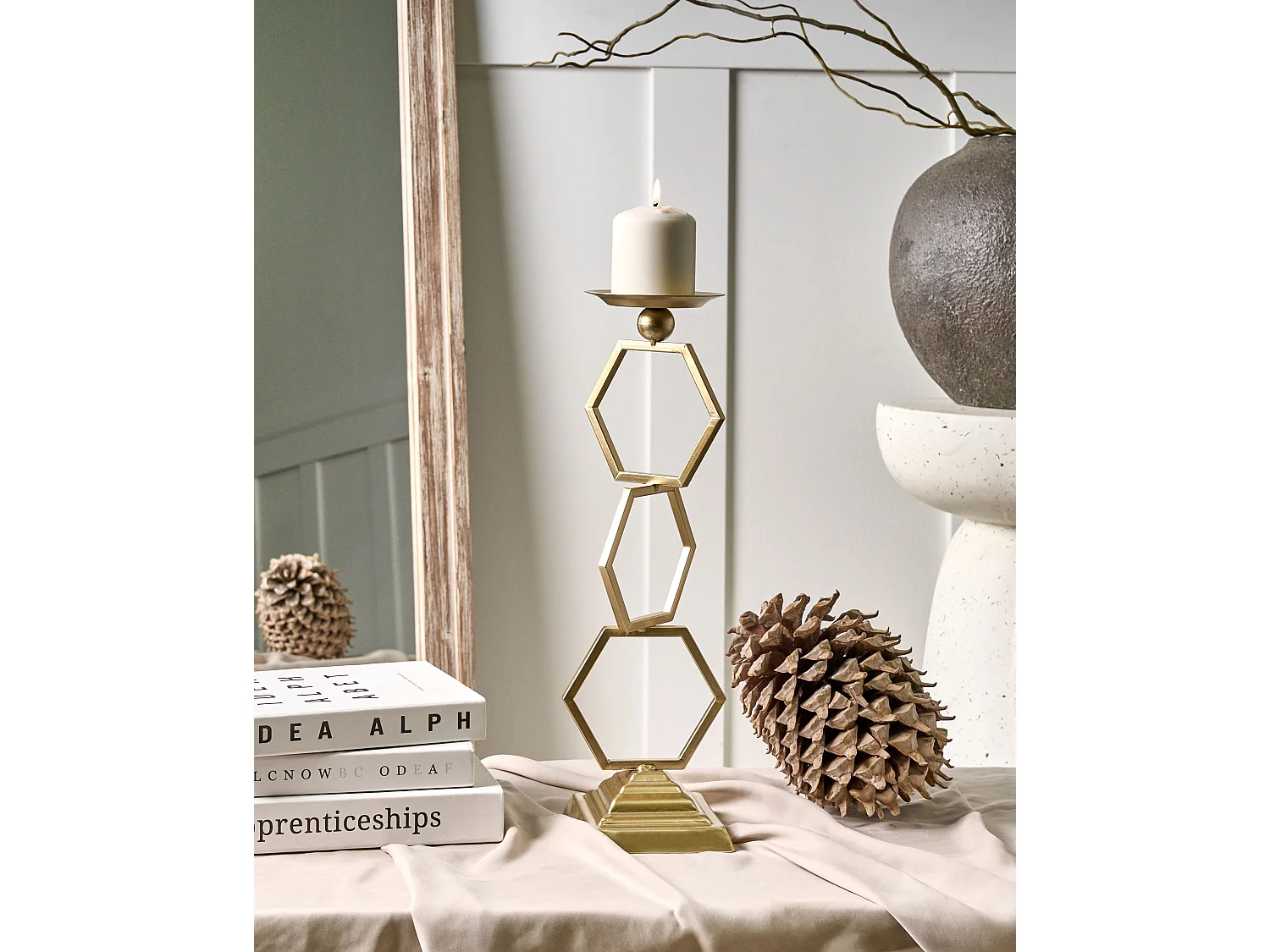 Bougeoir ARDEE Métal 44 cm Doré