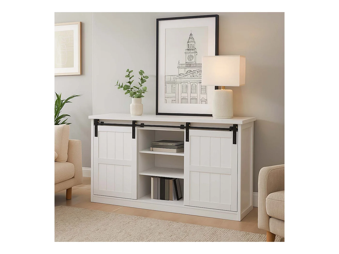 Highboard MCW-K75, Weiß