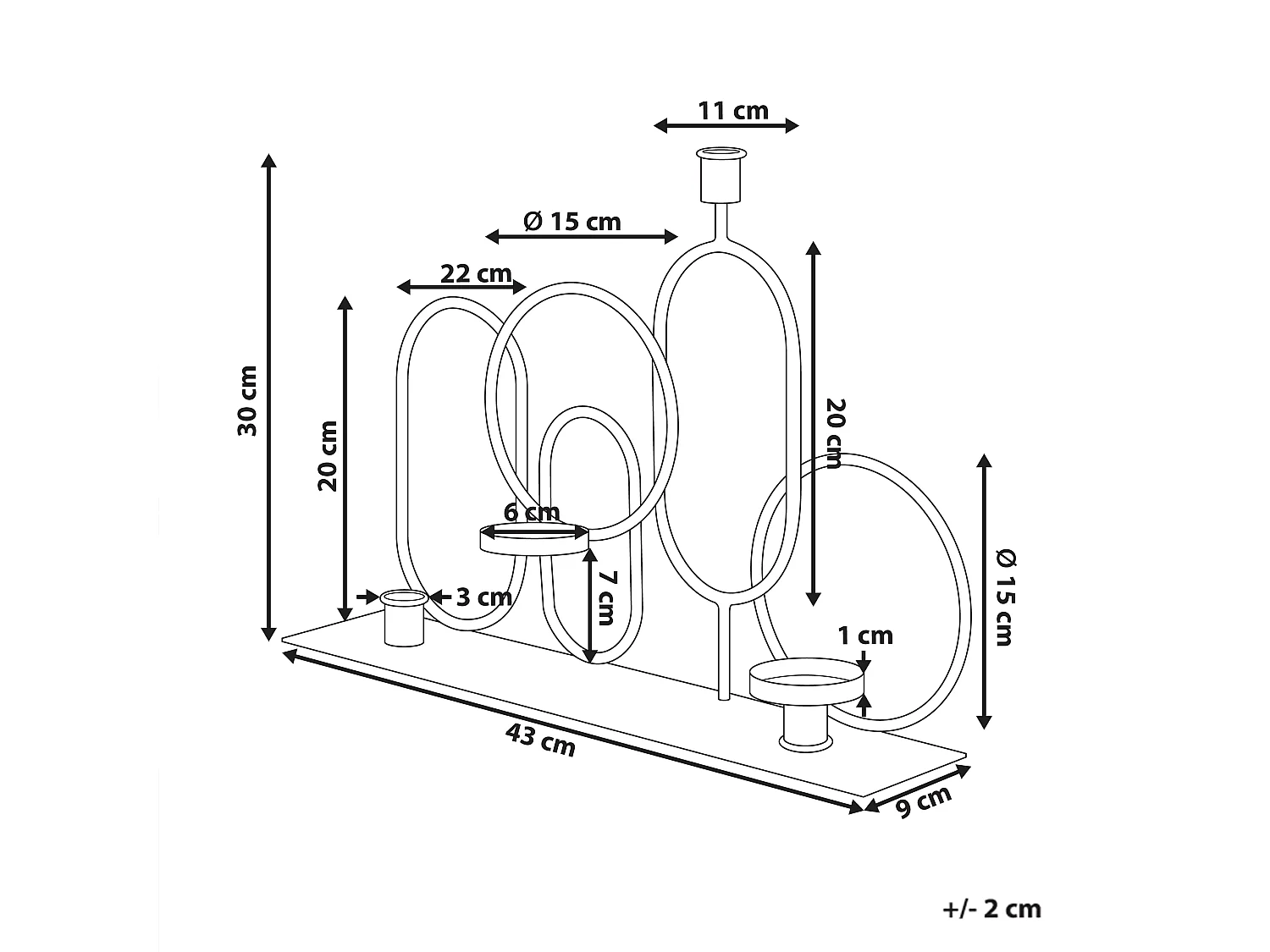 Bougeoir COBH Métal 30 cm Noir