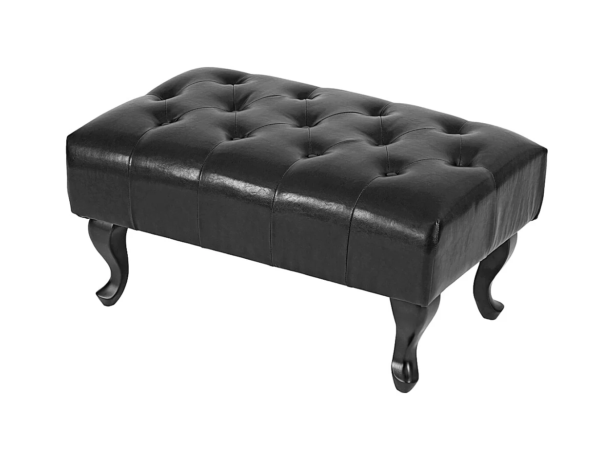 Otomana Oxford z imitacji skóry,  czarny