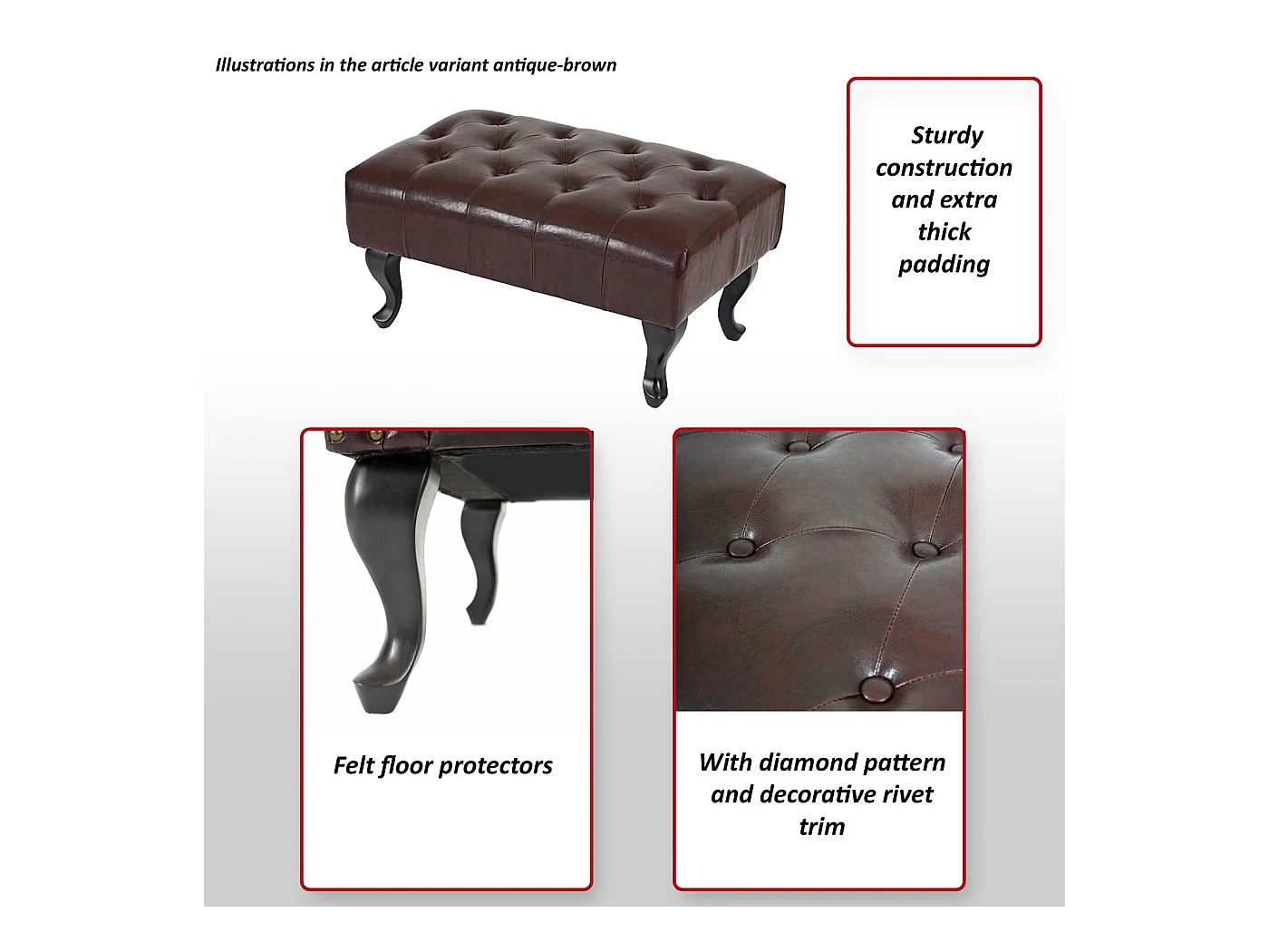 Otomana Oxford z imitacji skóry,  czarny