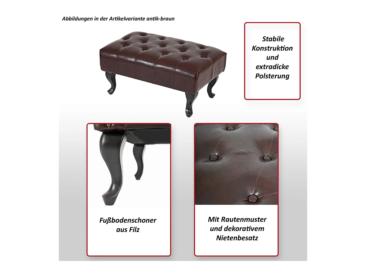 Otomana Oxford z imitacji skóry,  antyczny brąz