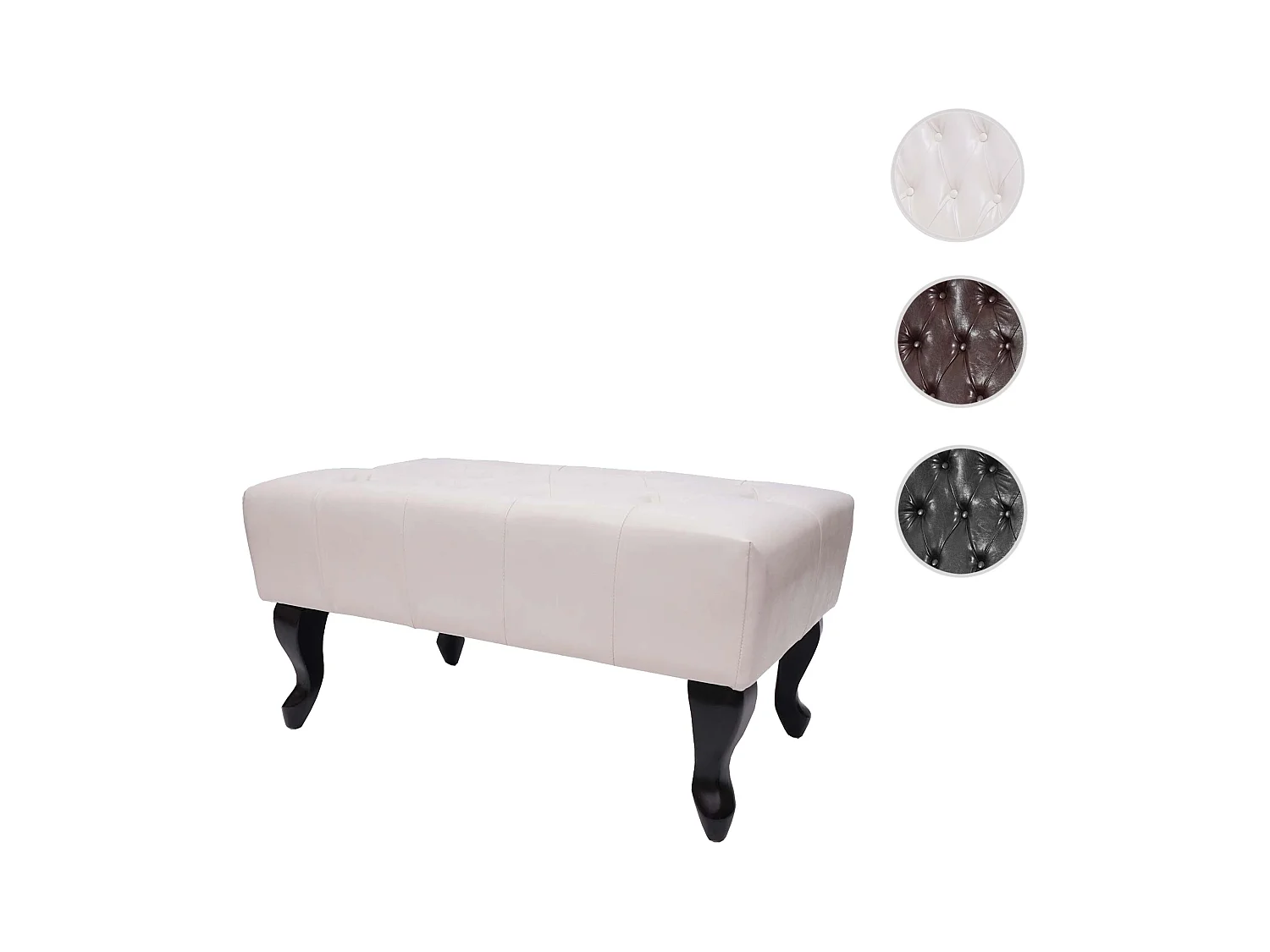 Otomana Oxford z imitacji skóry,  kremowo-biały