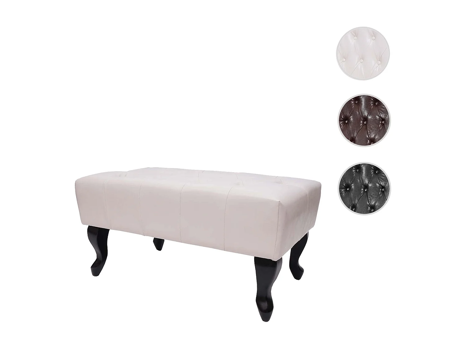 Ottomane Oxford Kunstleder, Creme-weiß