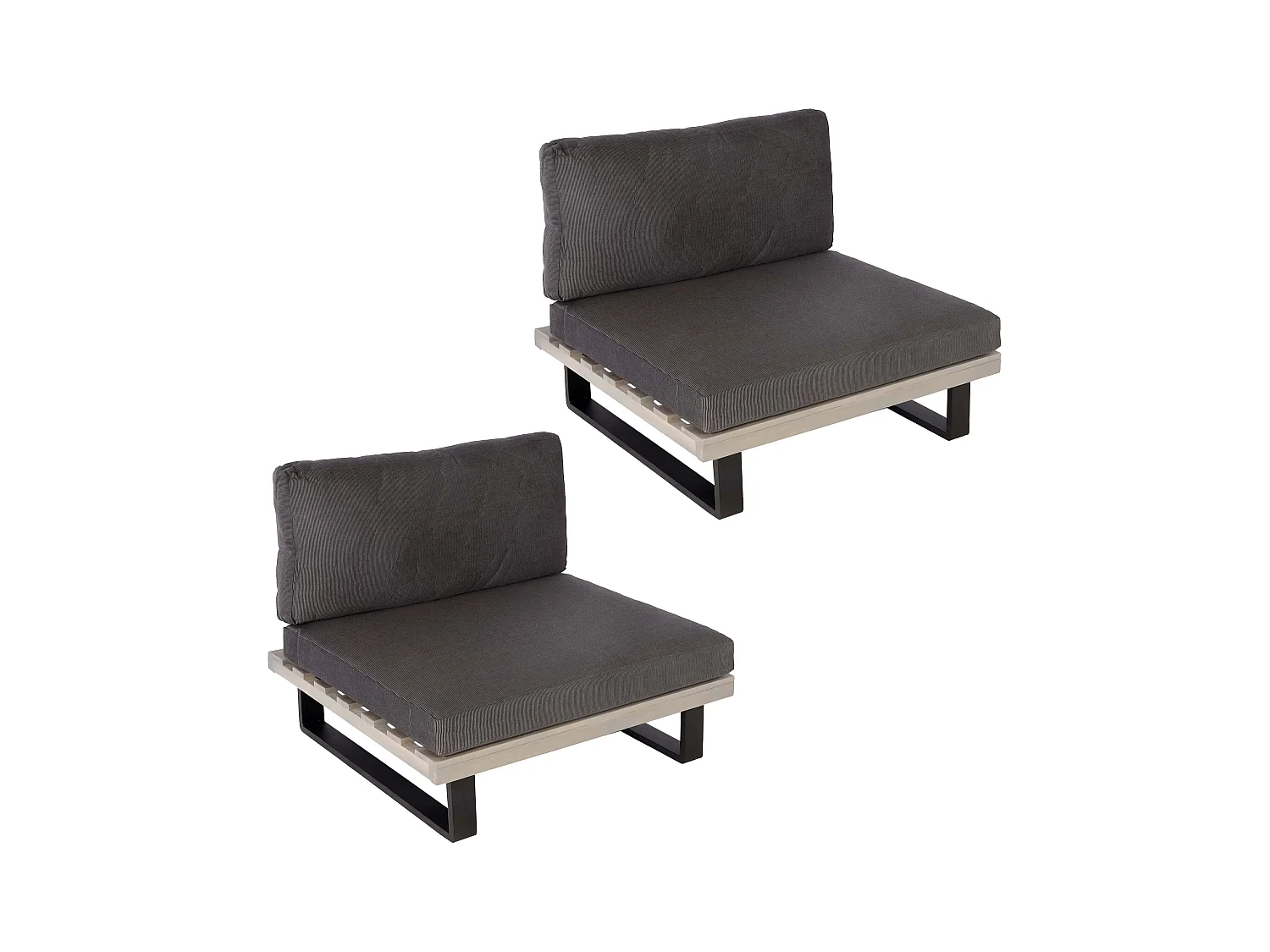 Fauteuils lounge MCW-H54 (lot de 2),  gris, rembourrage gris foncé