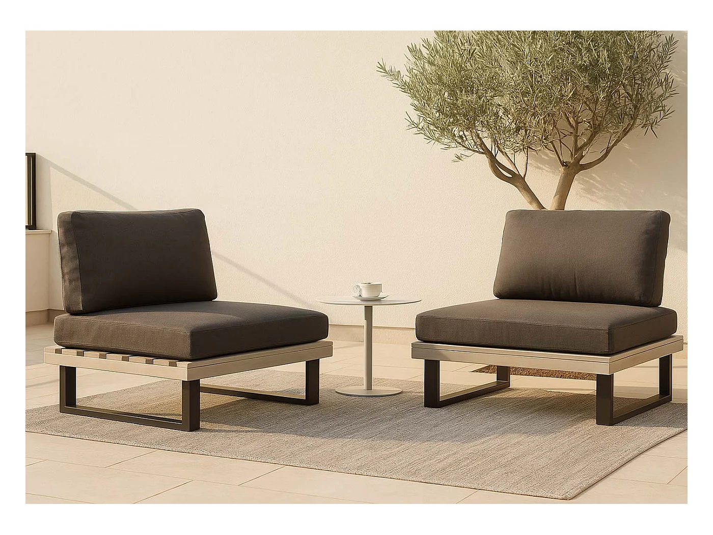 Fauteuils lounge MCW-H54 (lot de 2),  gris, rembourrage gris foncé