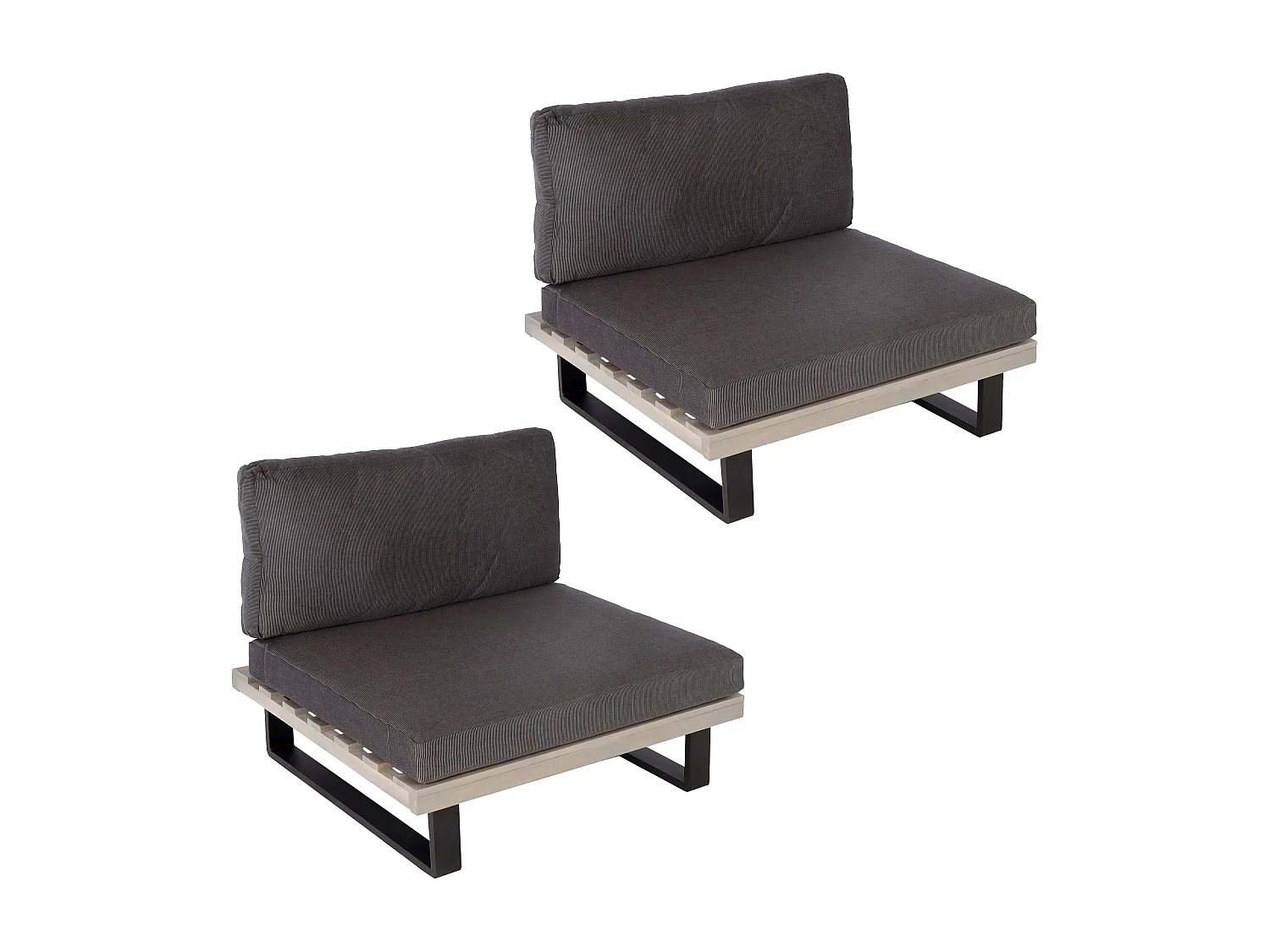 Fauteuils lounge MCW-H54 (lot de 2),  gris, rembourrage gris foncé