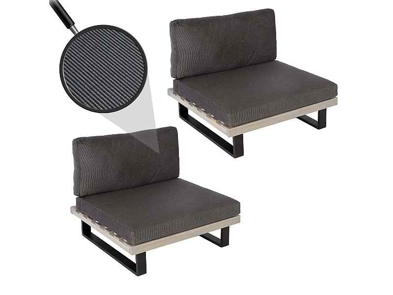 Fauteuils lounge MCW-H54 (lot de 2),  gris, rembourrage gris foncé