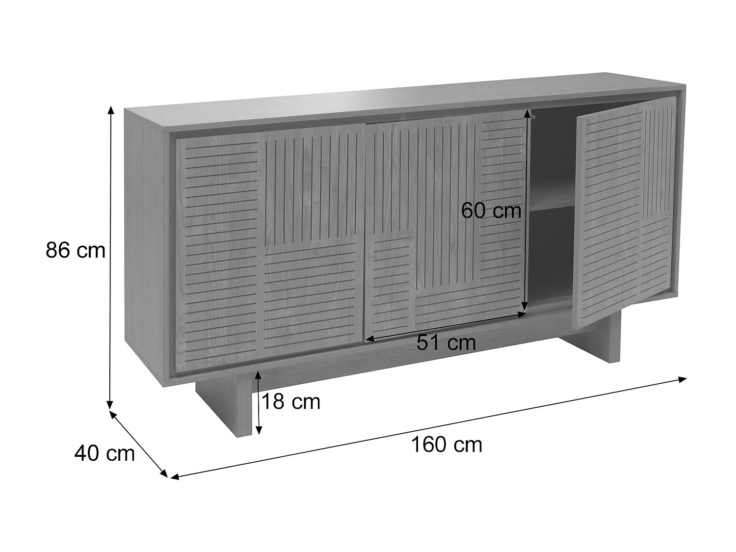 Buffet MCW-O35,  Orme naturel