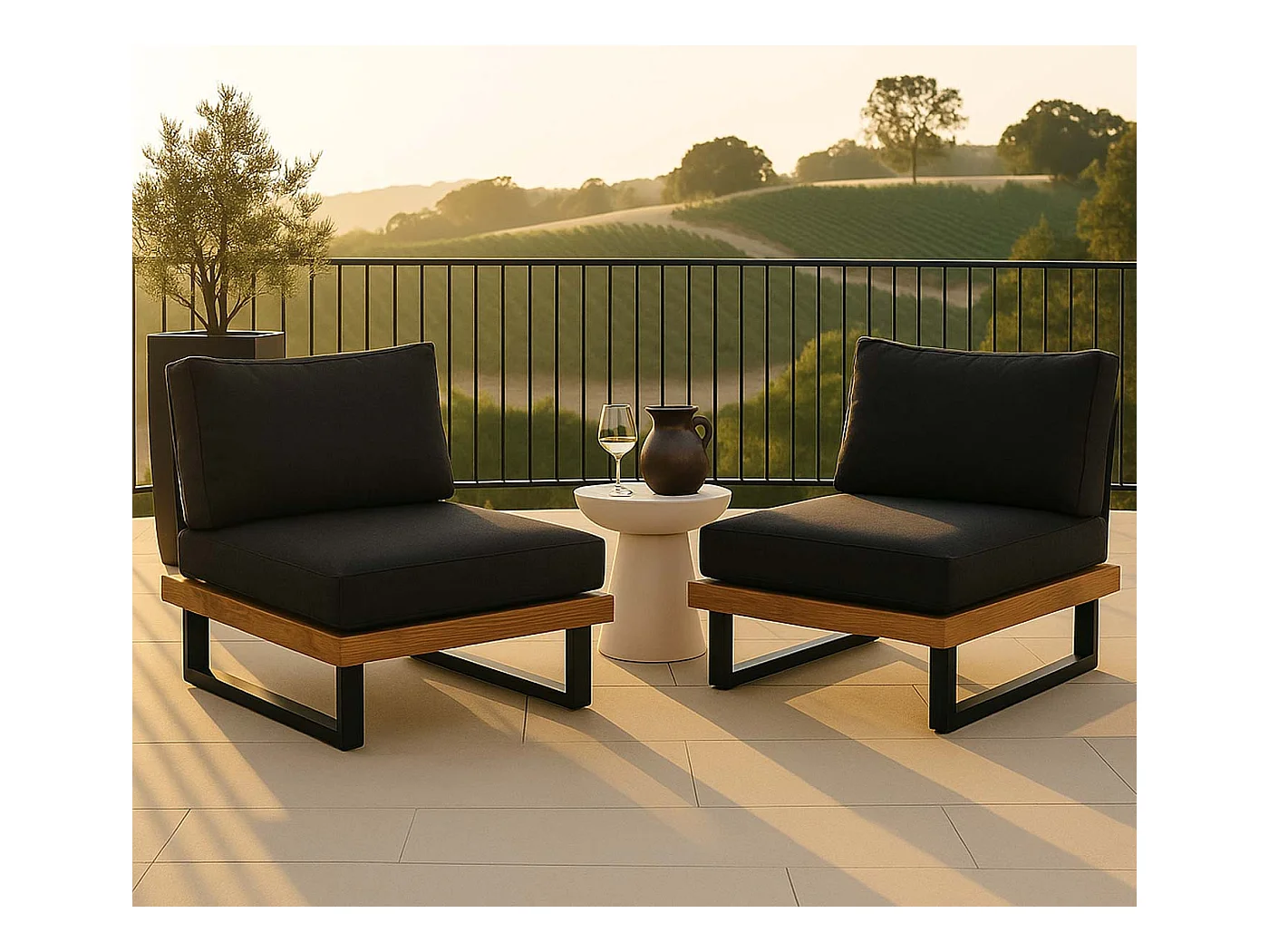 Fotel wypoczynkowy MCW-H54 (zestaw 2 szt.),  jasnobrązowe, tapicerka ciemnoszara