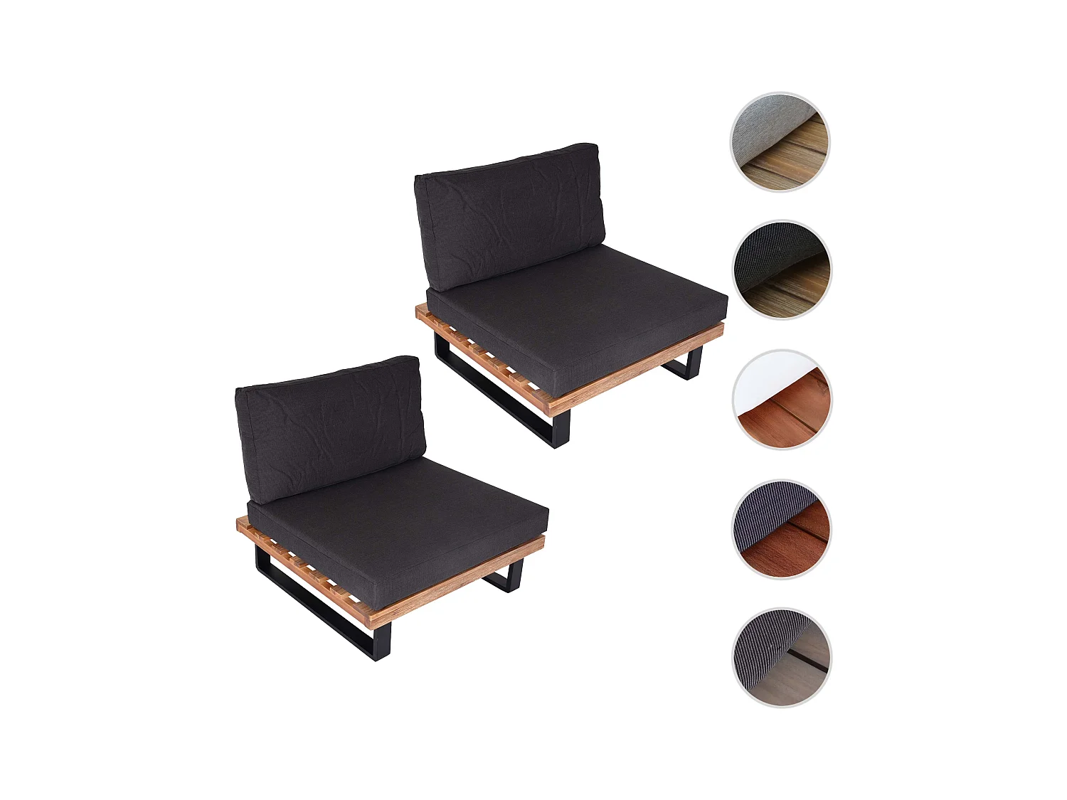 Fotel wypoczynkowy MCW-H54 (zestaw 2 szt.),  jasnobrązowe, tapicerka ciemnoszara