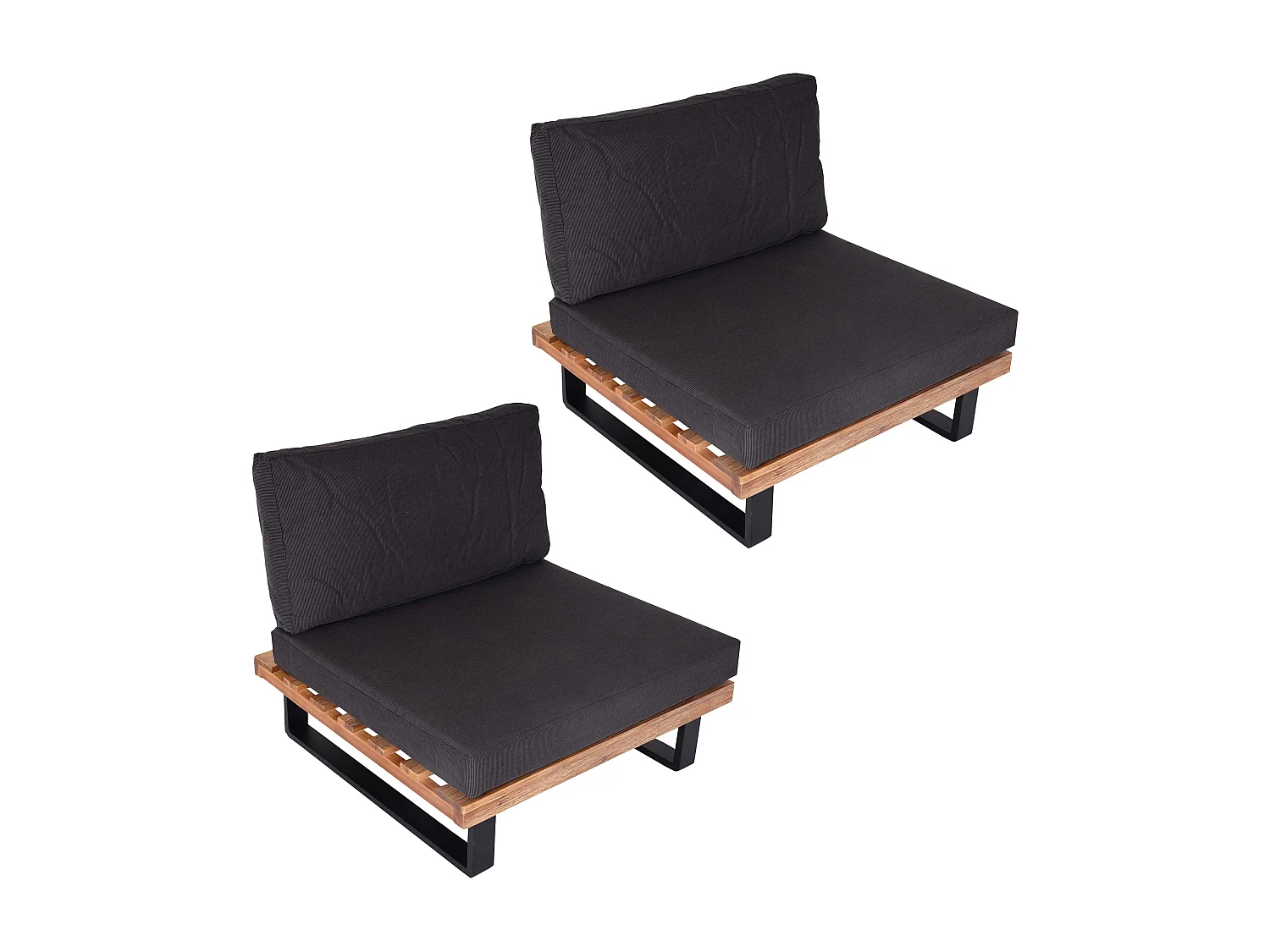 Fauteuils lounge MCW-H54 (lot de 2),  brun clair, rembourrage gris foncé