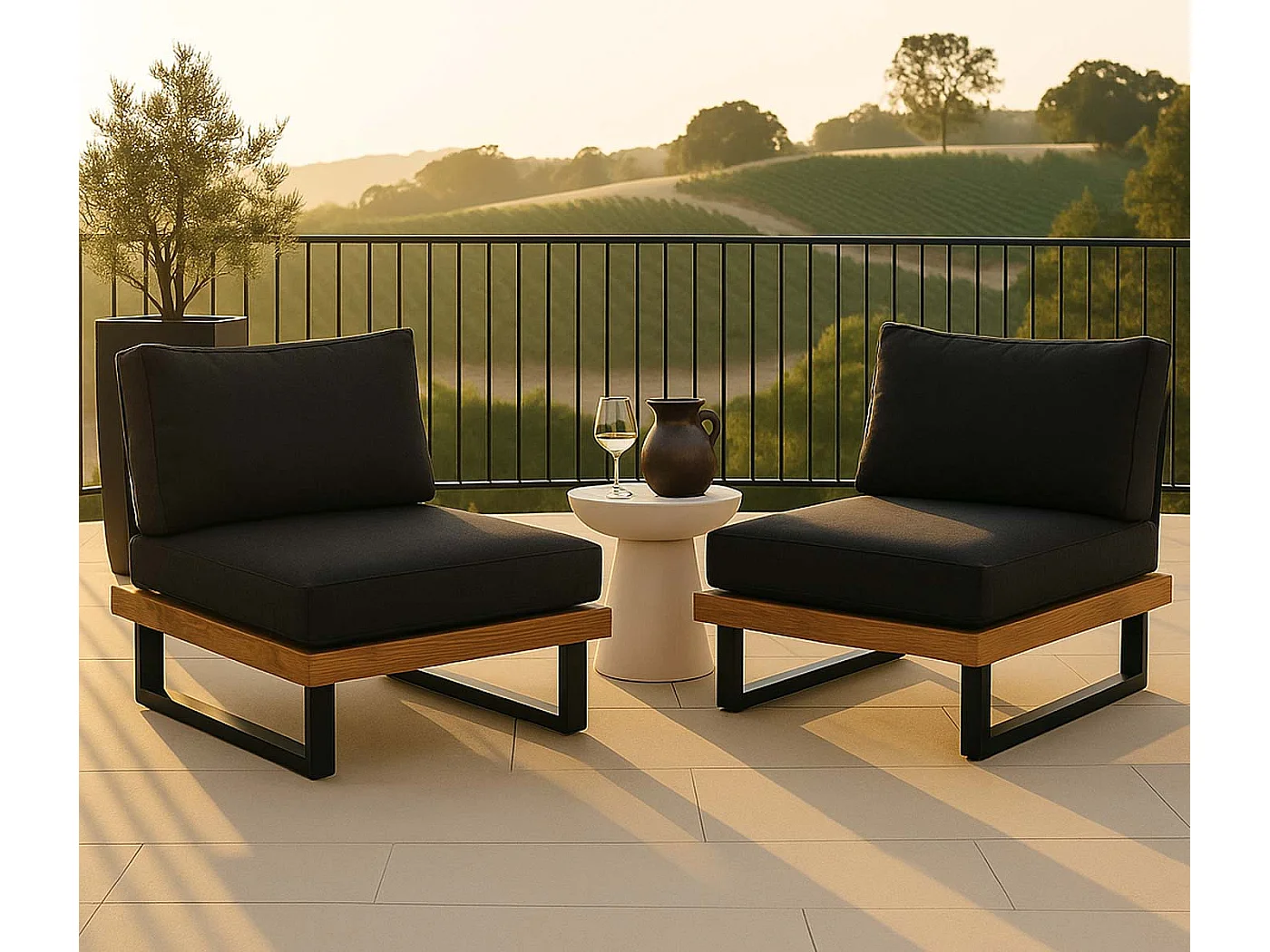 Fauteuils lounge MCW-H54 (lot de 2),  brun clair, rembourrage gris foncé