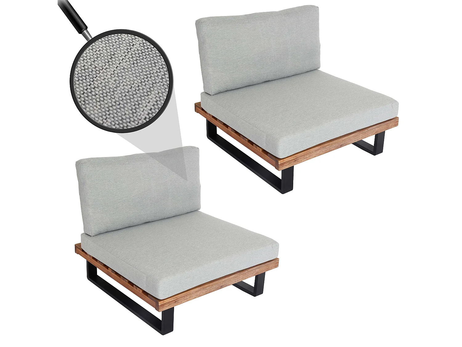 Fotel wypoczynkowy MCW-H54 (zestaw 2 szt.),  jasnobrązowe, tapicerka jasnoszara