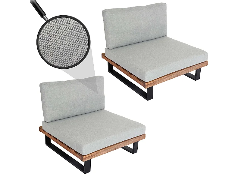 Fauteuils lounge MCW-H54 (lot de 2),  brun clair, rembourrage gris clair