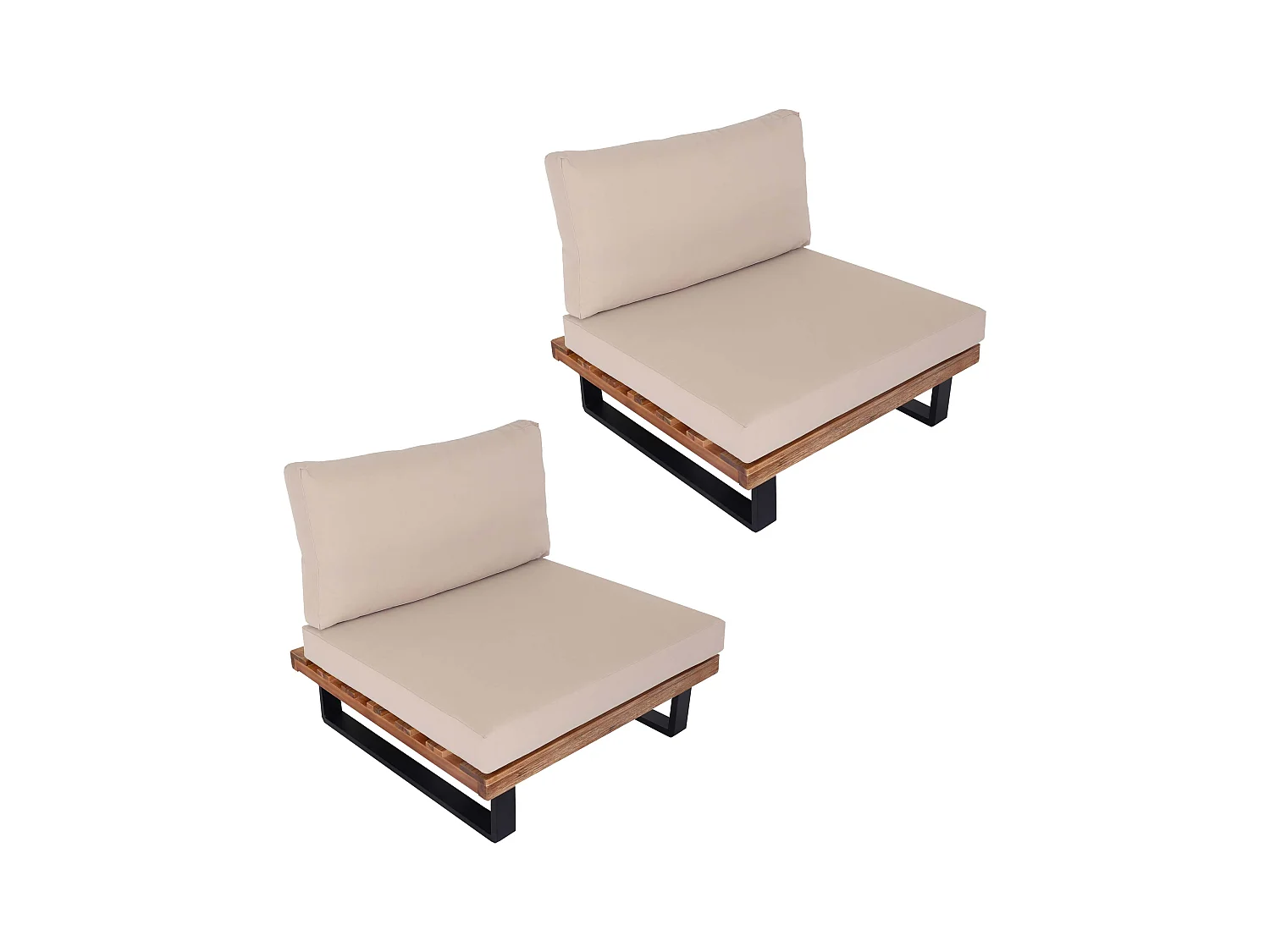 Fotel wypoczynkowy MCW-H54 (zestaw 2 szt.),  jasnobrązowe, tapicerka beżowa