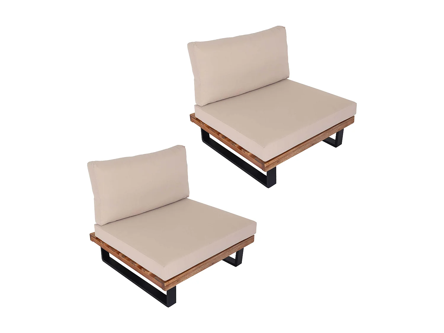 Fauteuils lounge MCW-H54 (lot de 2),  brun clair, rembourrage beige