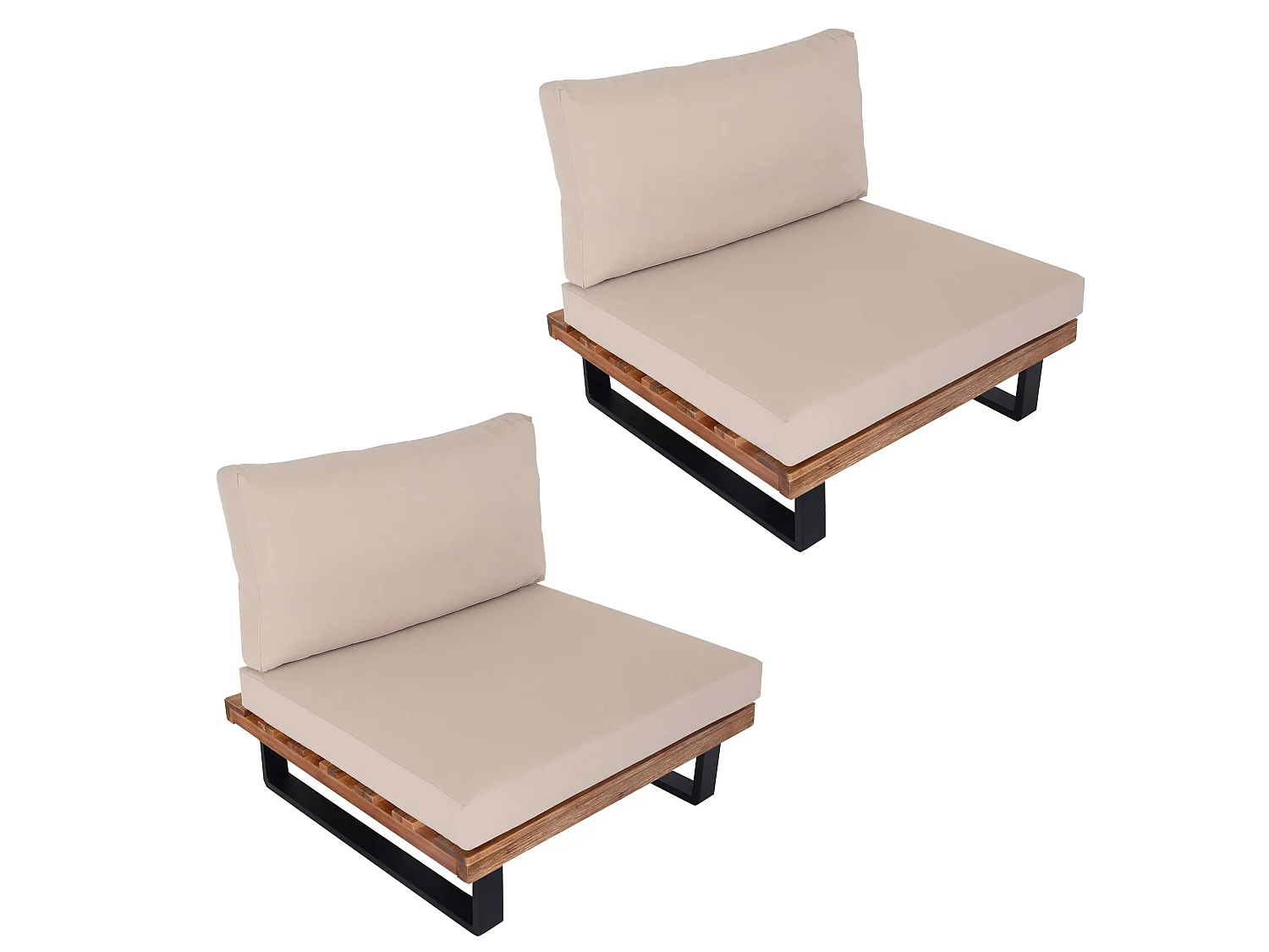Fauteuils lounge MCW-H54 (lot de 2),  brun clair, rembourrage beige