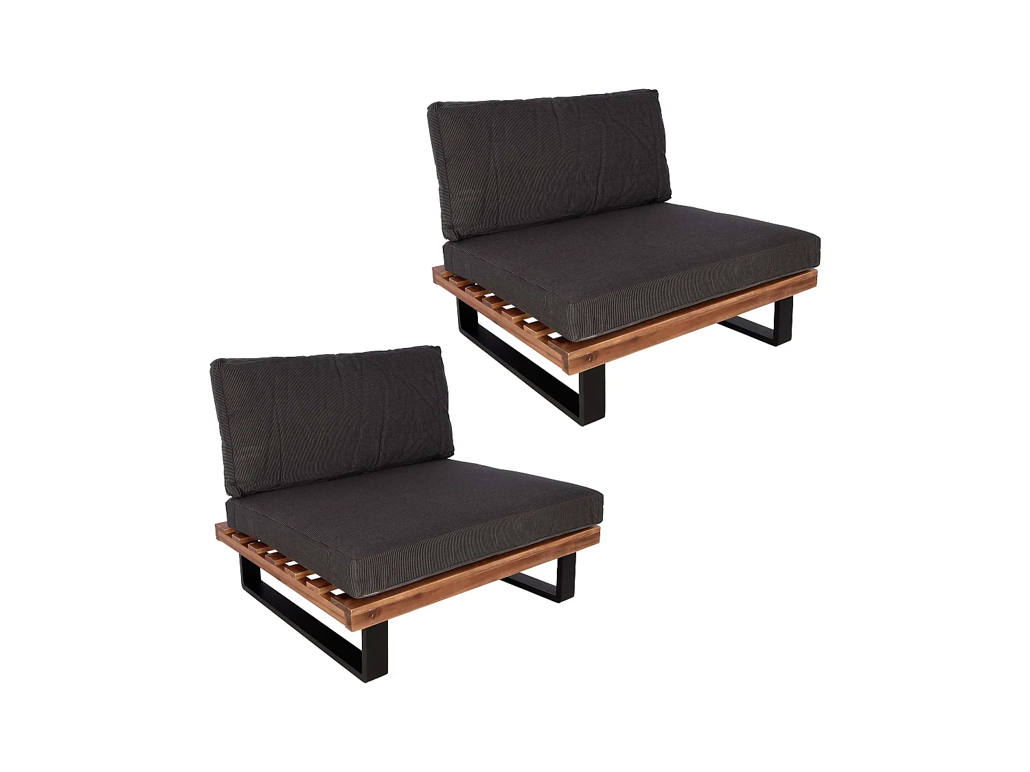 Fauteuils lounge MCW-H54 (lot de 2),  marron, rembourrage gris foncé