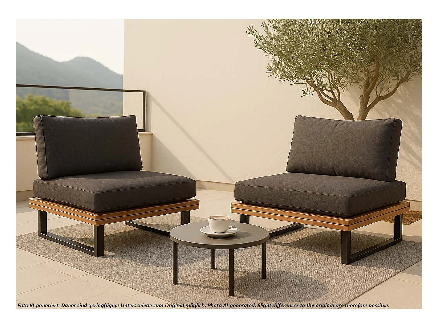 Fauteuils lounge MCW-H54 (lot de 2),  marron, rembourrage gris foncé