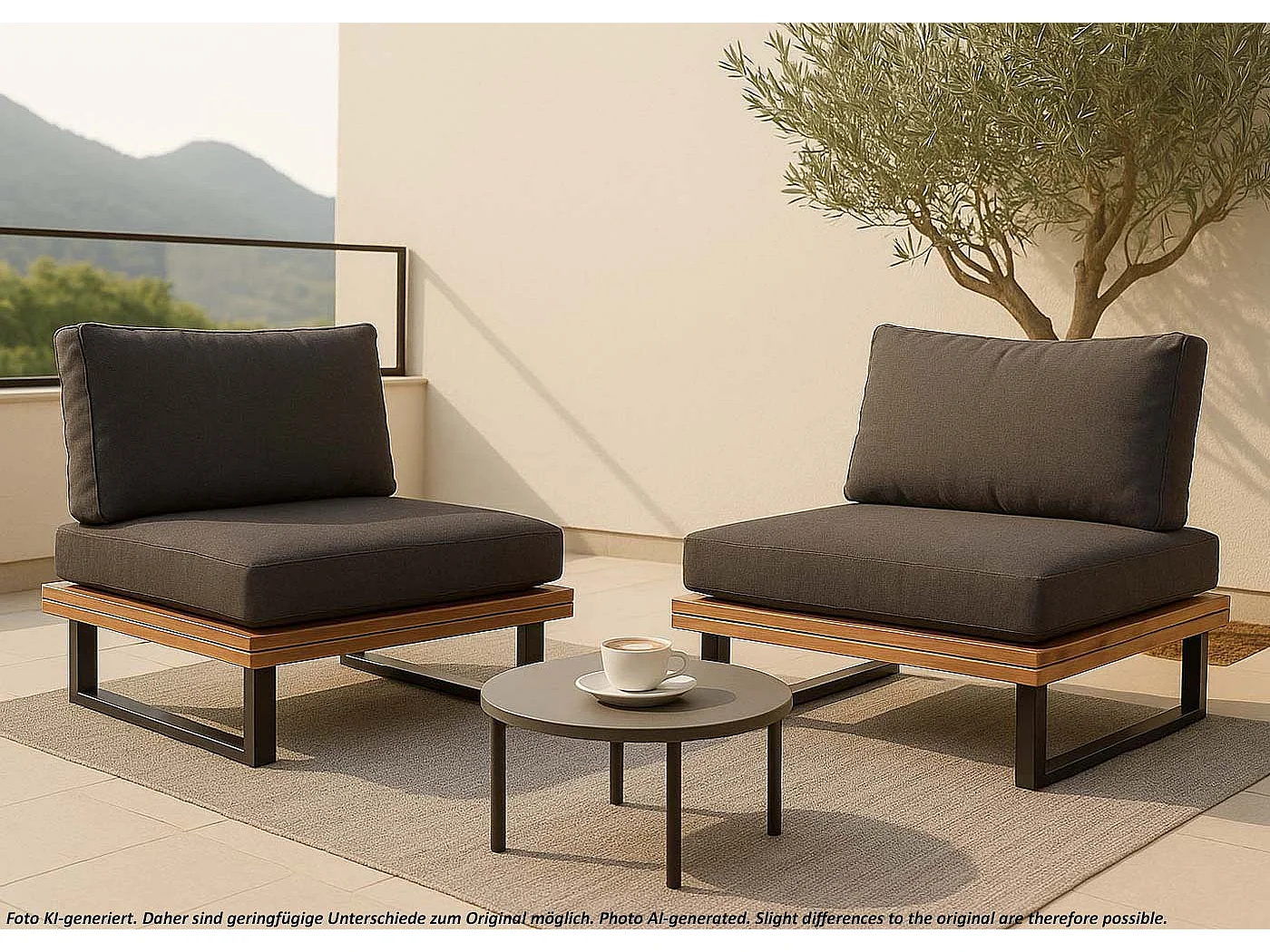 Fauteuils lounge MCW-H54 (lot de 2),  marron, rembourrage gris foncé