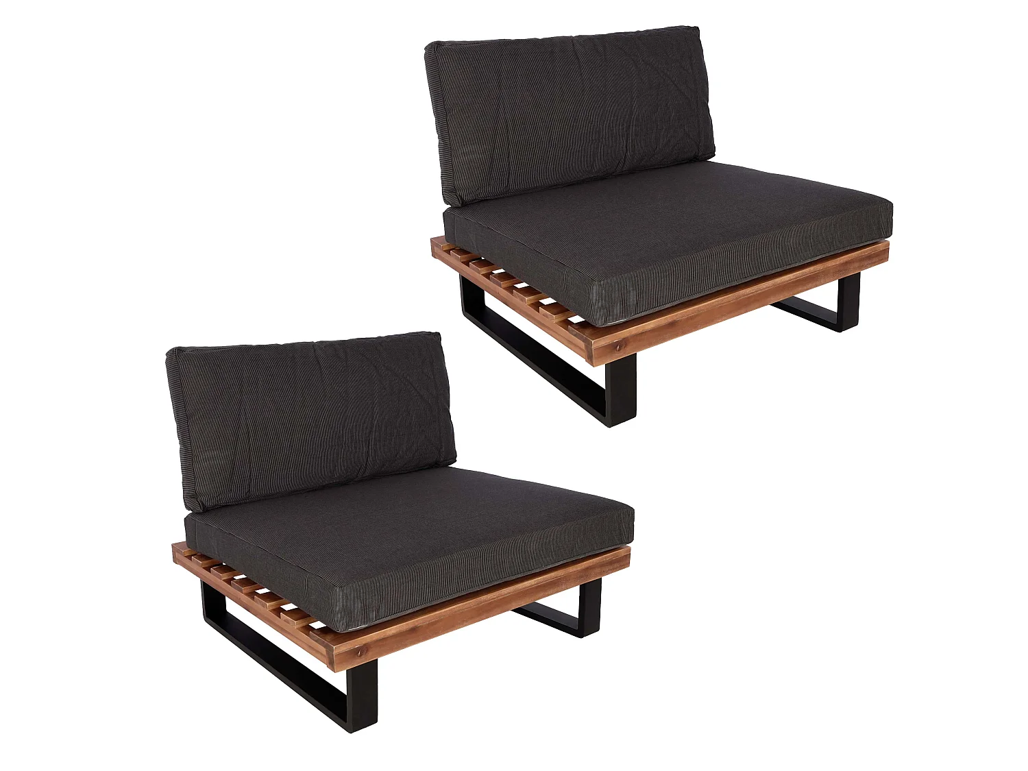 Fotel wypoczynkowy MCW-H54 (zestaw 2 szt.),  brązowe, tapicerka ciemnoszara