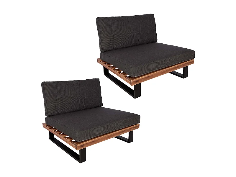 Poltrona lounge MCW-H54 (conjunto de 2),  castanho, estofo cinzento escuro