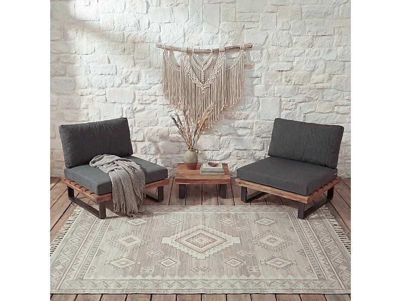 Fauteuils lounge MCW-H54 (lot de 2),  marron, rembourrage gris foncé