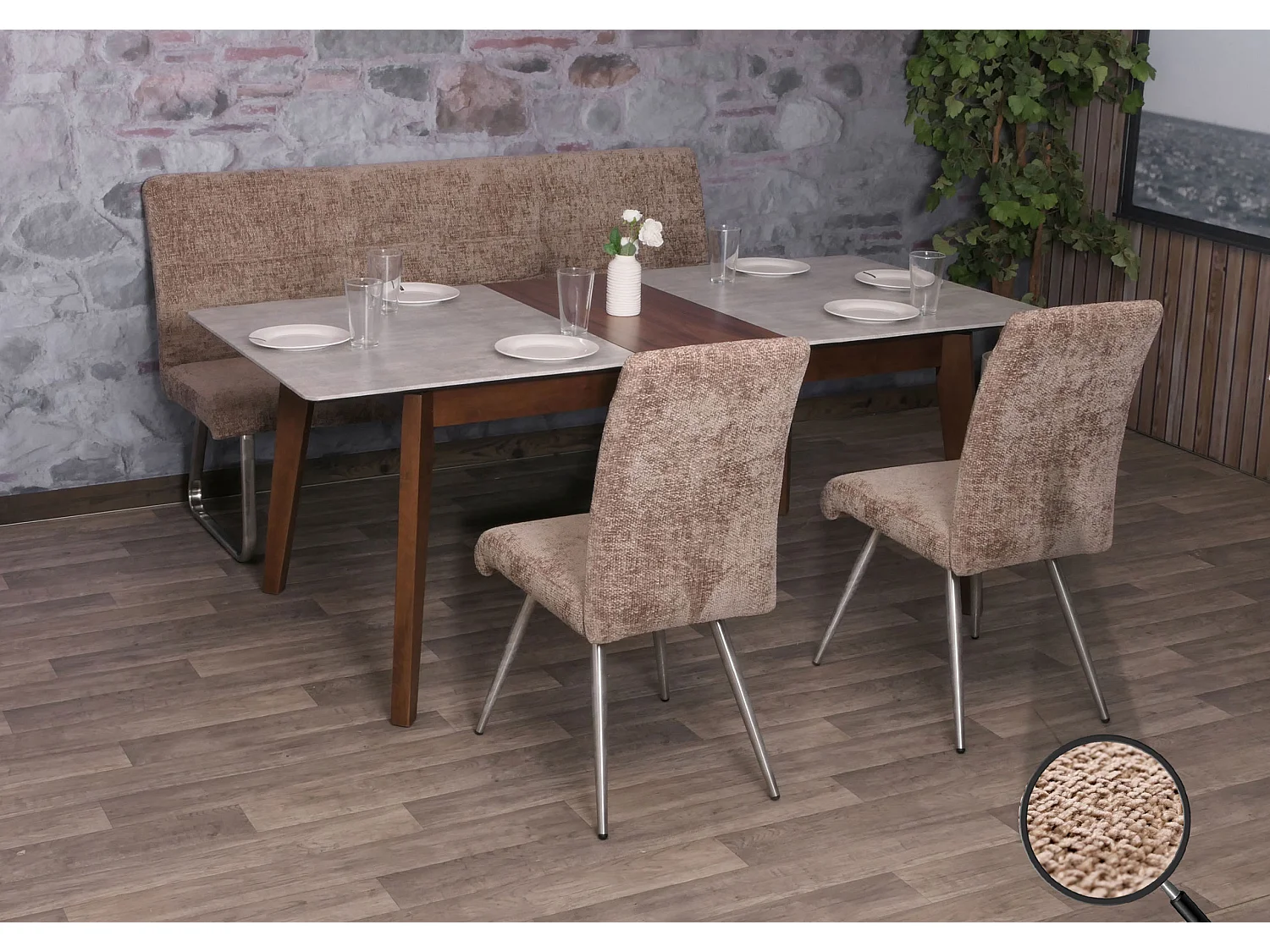 Esszimmer-Set MCW-G55 (3-teilig), Braun