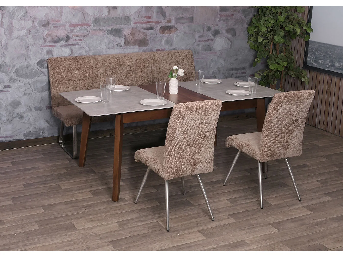 Esszimmer-Set MCW-G55 (3-teilig), Braun