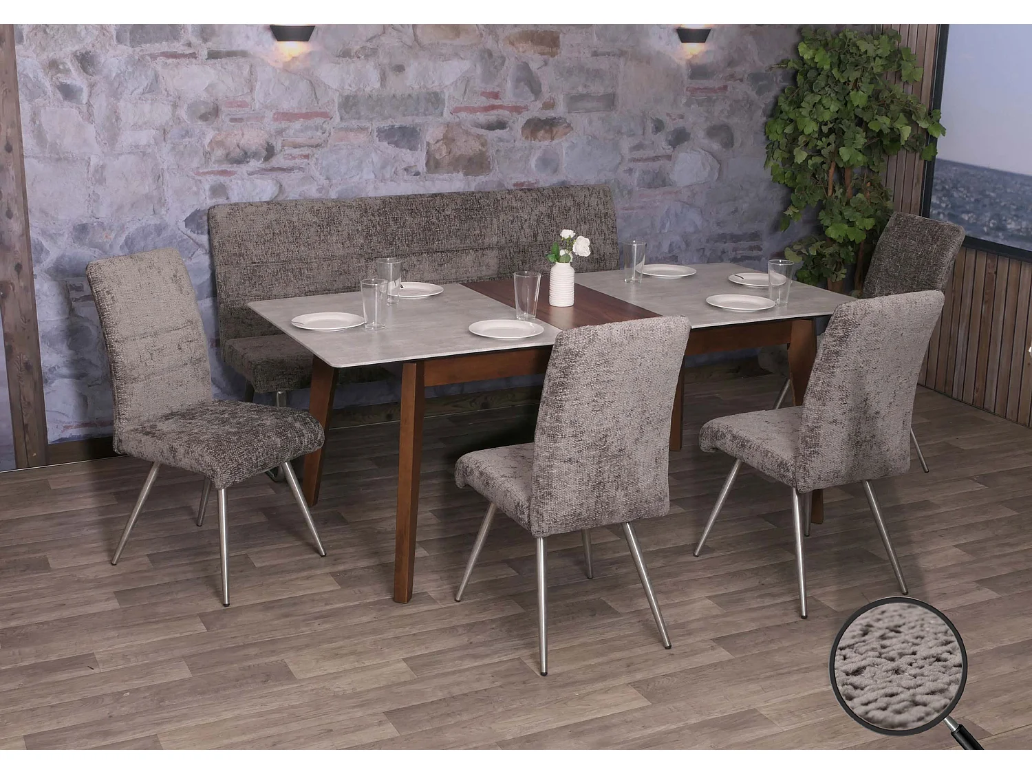 Conjunto de sala de jantar MCW-G55 (5 peças),  cinzento escuro