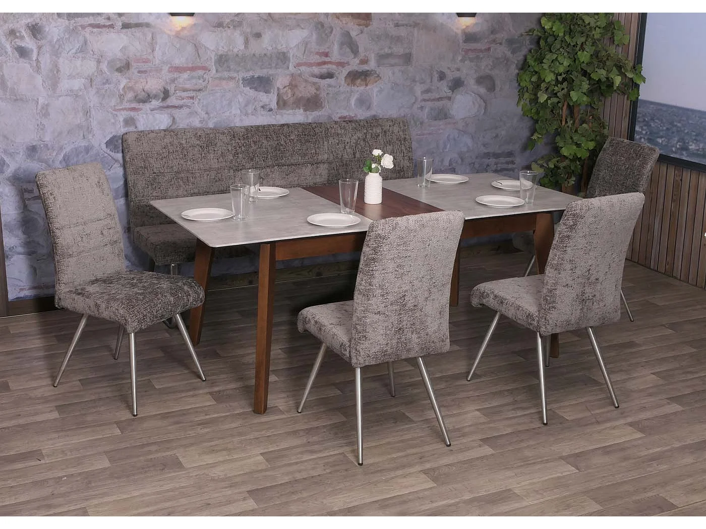 Conjunto de sala de jantar MCW-G55 (5 peças),  cinzento escuro