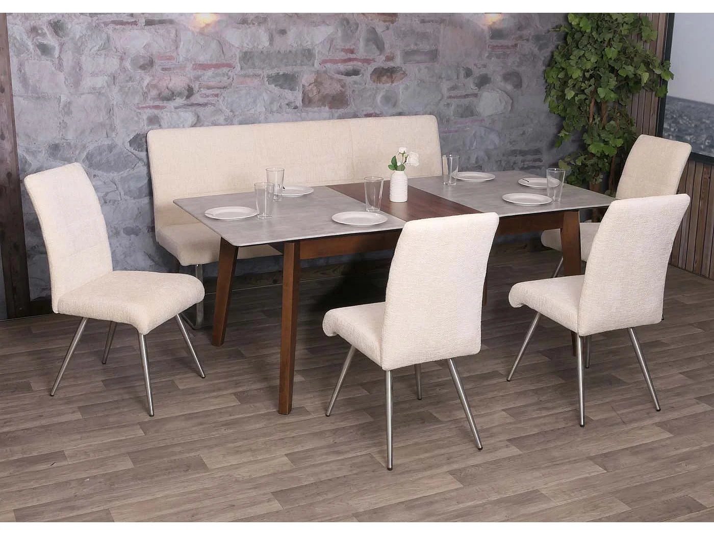 Ensemble de salle à manger MCW-G55 (5 pièces),  crème