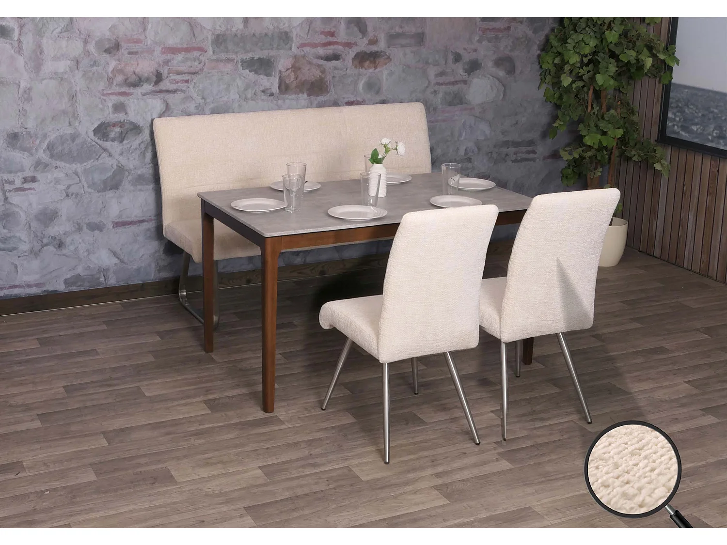 Conjunto de sala de jantar MCW-G55 (3 peças),  creme