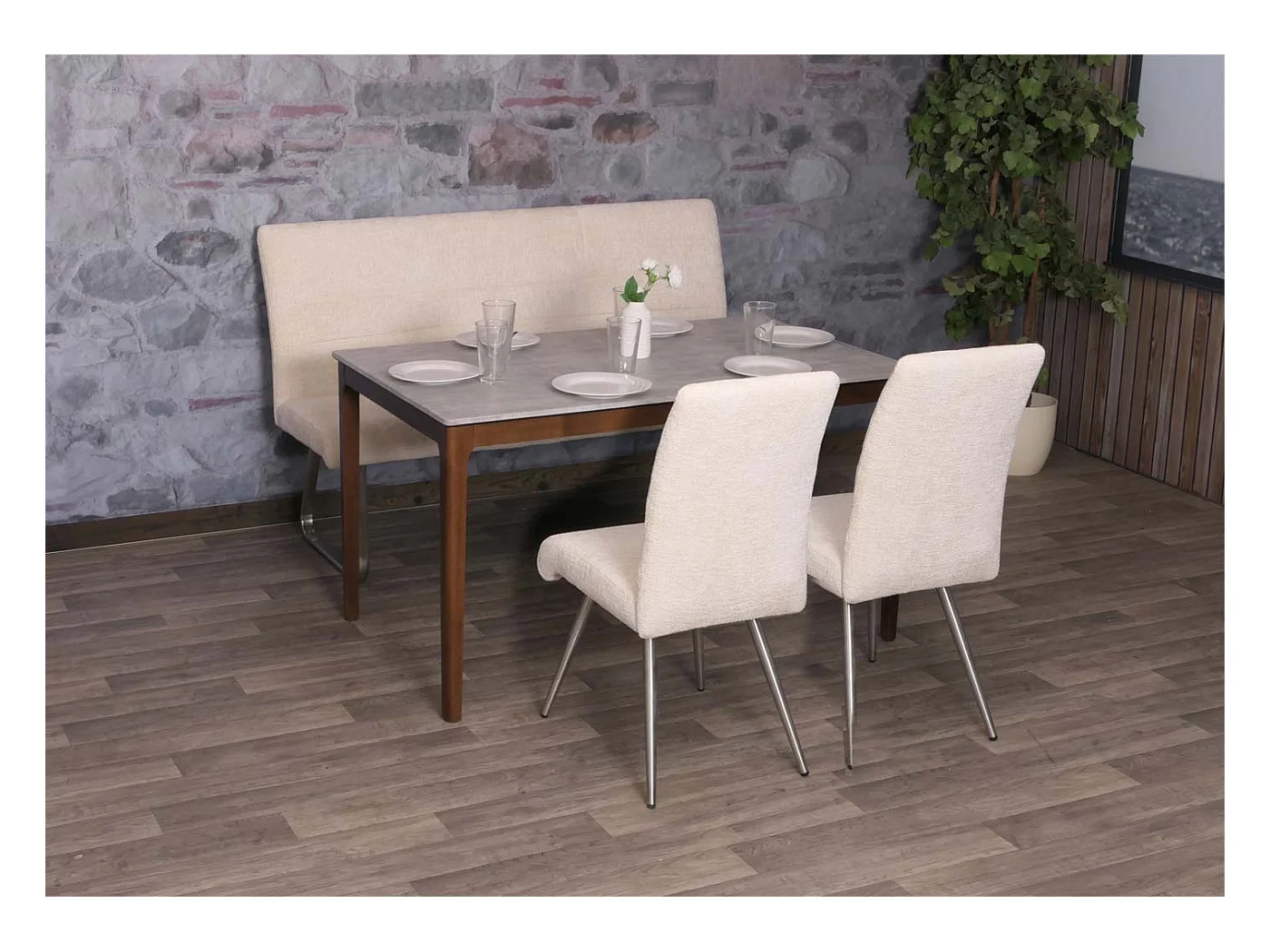 Conjunto de sala de jantar MCW-G55 (3 peças),  creme