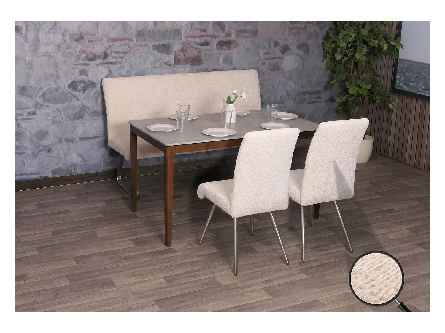 Ensemble de salle à manger MCW-G55 (3 pièces),  crème