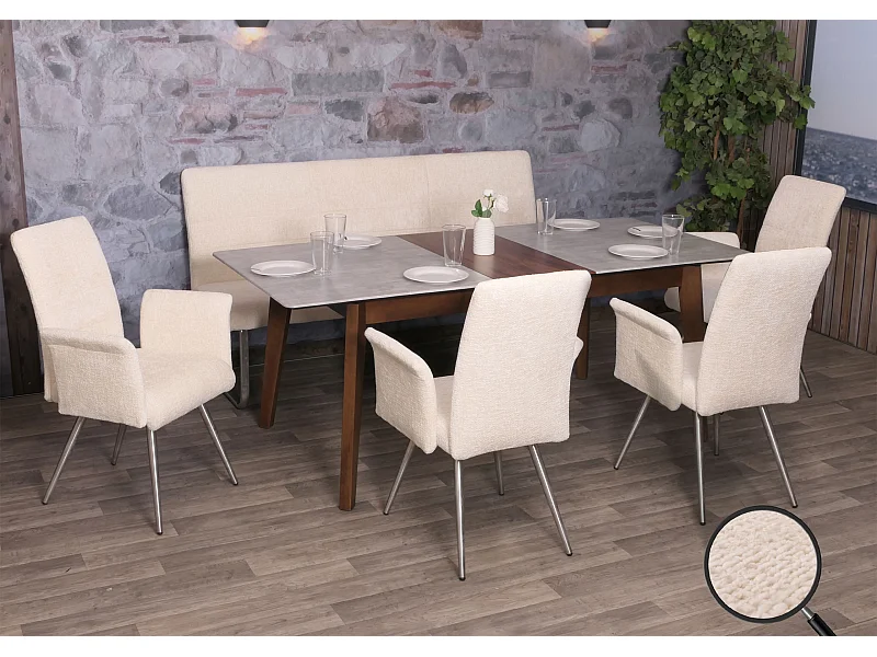 Conjunto de sala de jantar MCW-G55 (5 peças),  creme