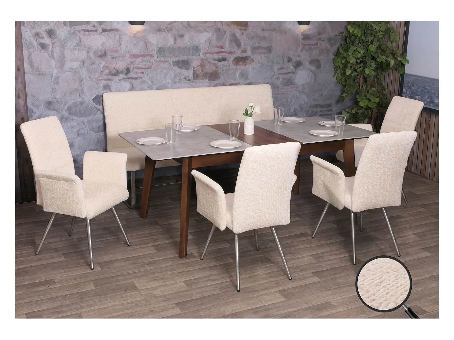 Ensemble de salle à manger MCW-G55 (5 pièces),  crème