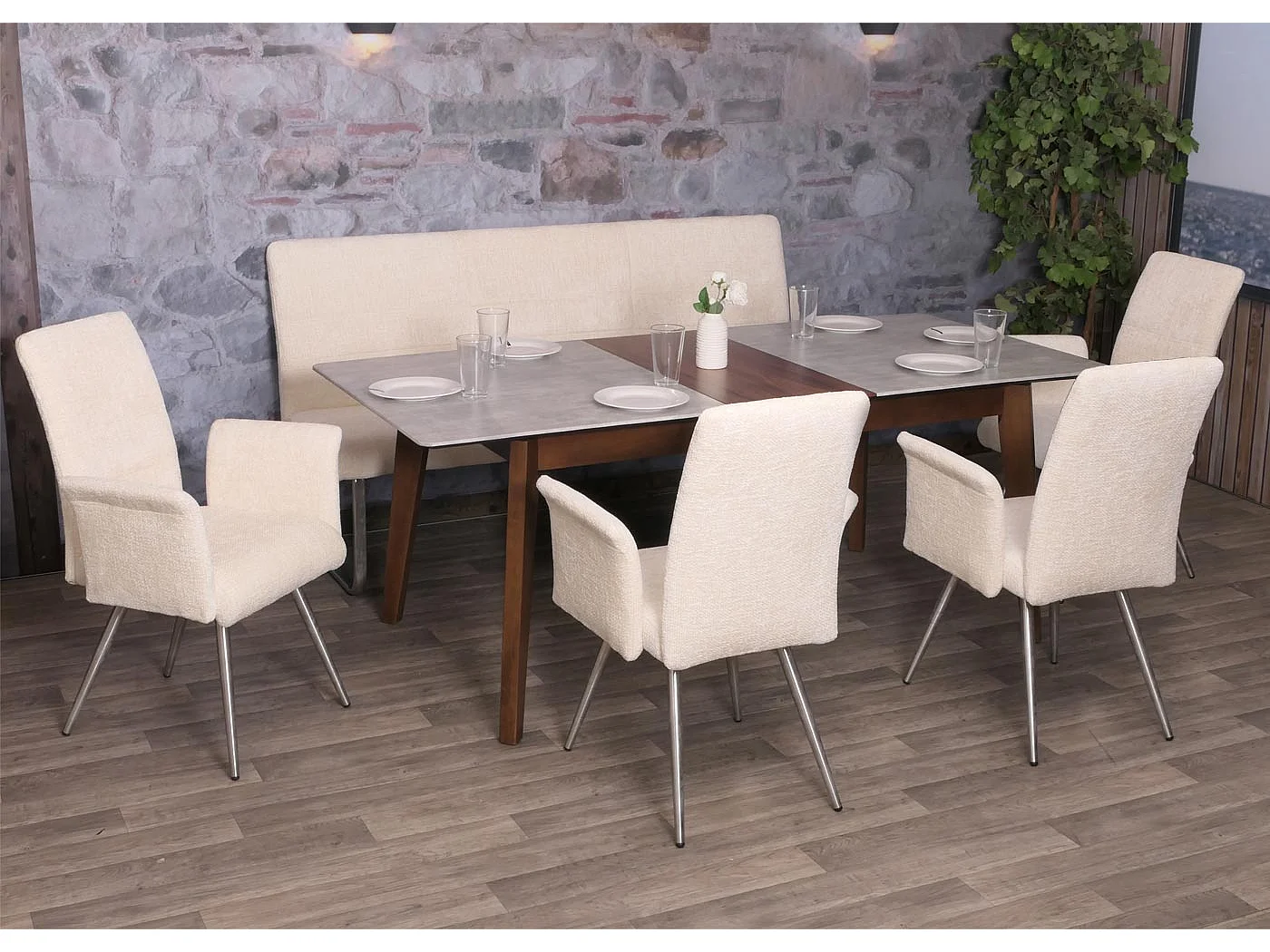 Ensemble de salle à manger MCW-G55 (5 pièces),  crème