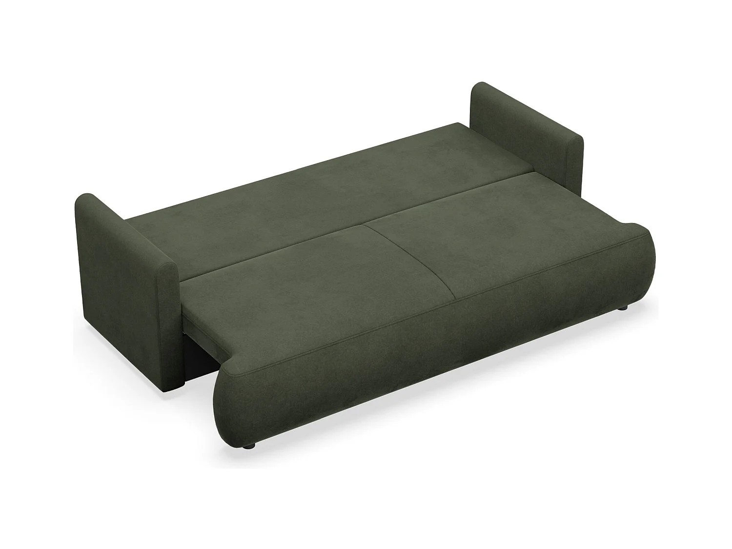 Canapé convertible 3 places – velours Easy-Clean – vert olive – OVO MINI